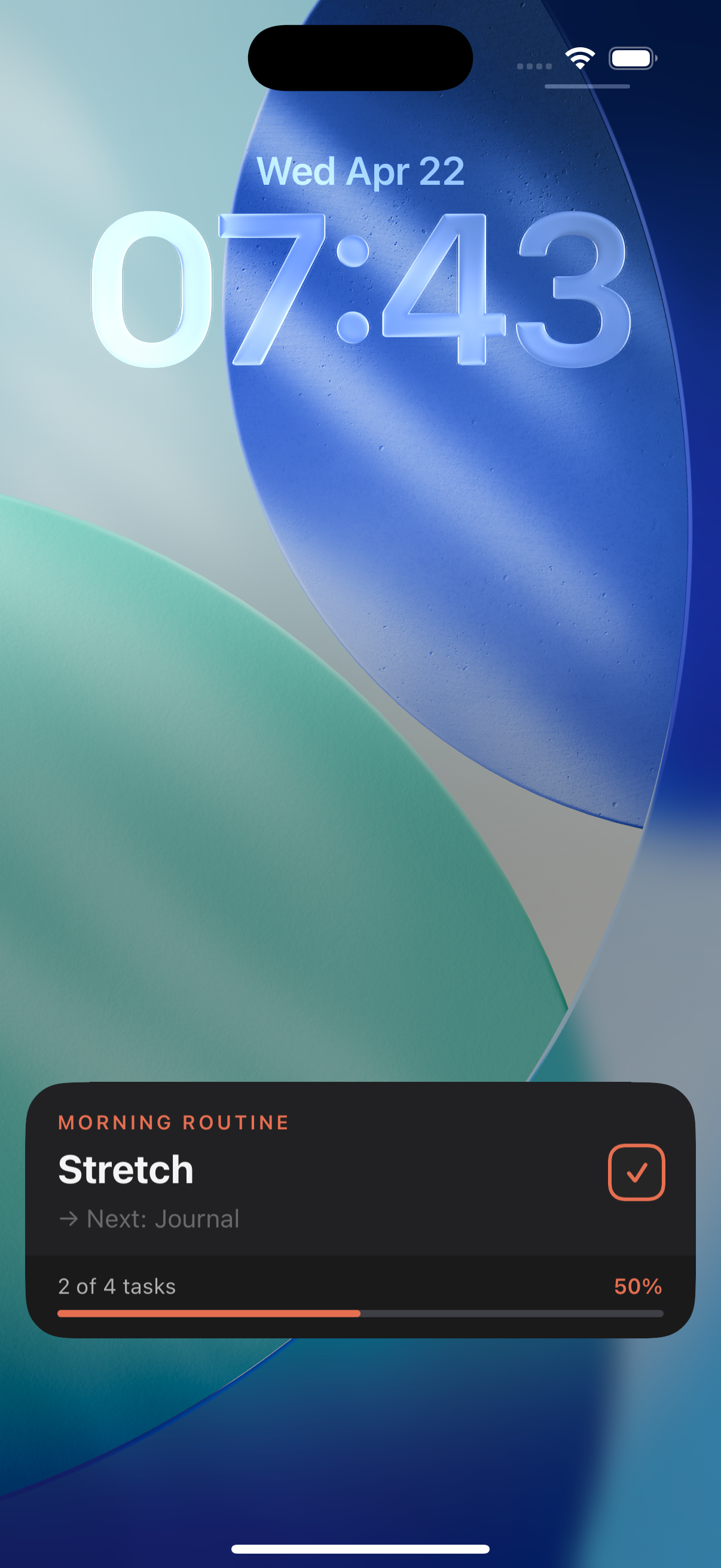 Kai lock screen experience to stay on track through the day.